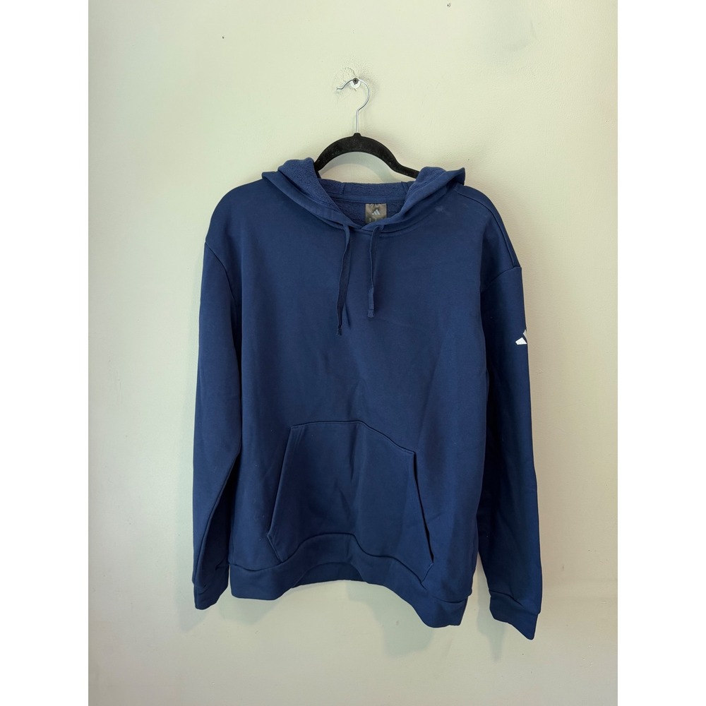 Adidas Mens Navy Blue Fleece Lined Pullover Hoodie Sweatshirt Size Medium